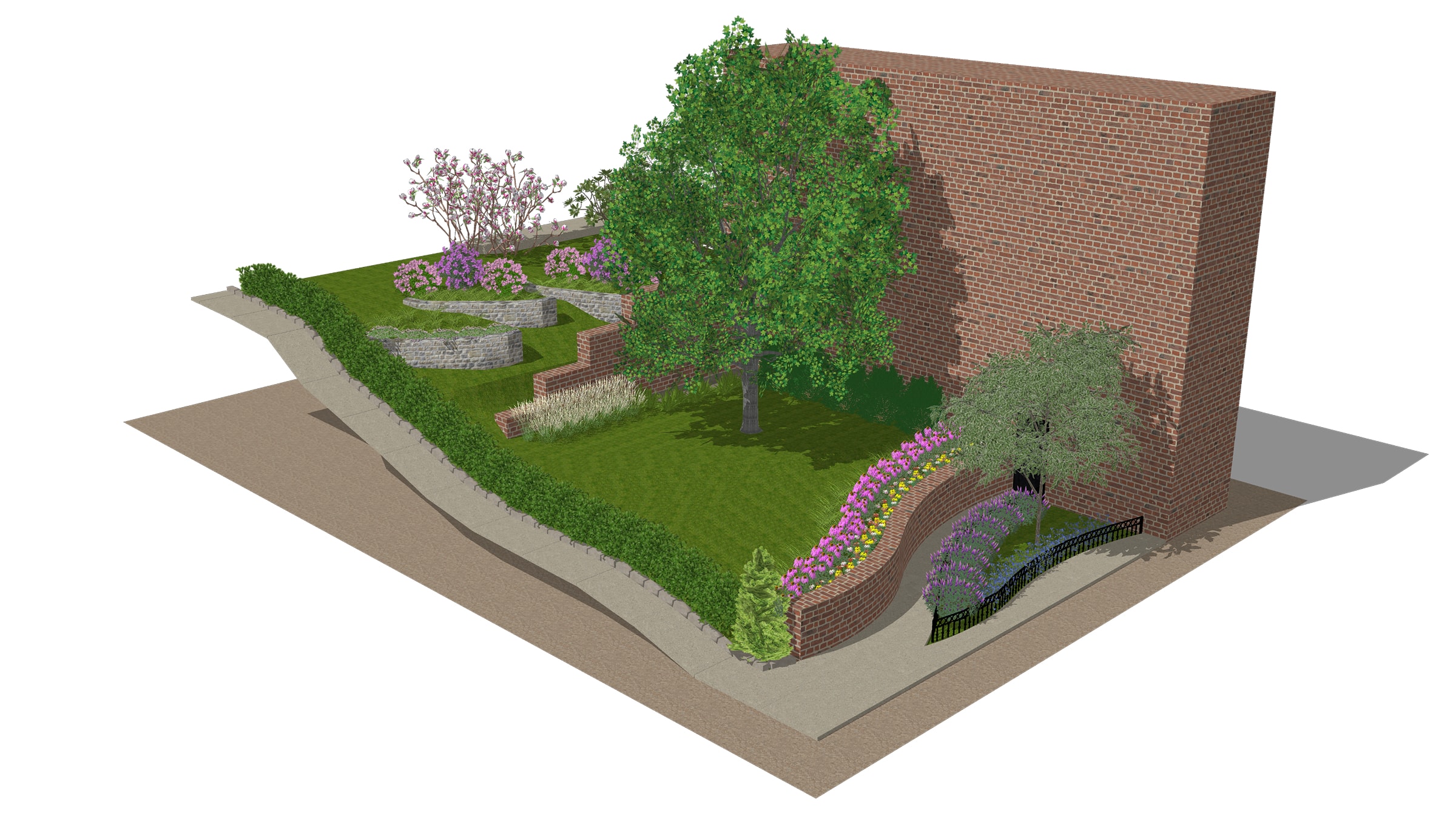 High-fidelity 3D landscape simulation in SketchUp validating plant density distributions