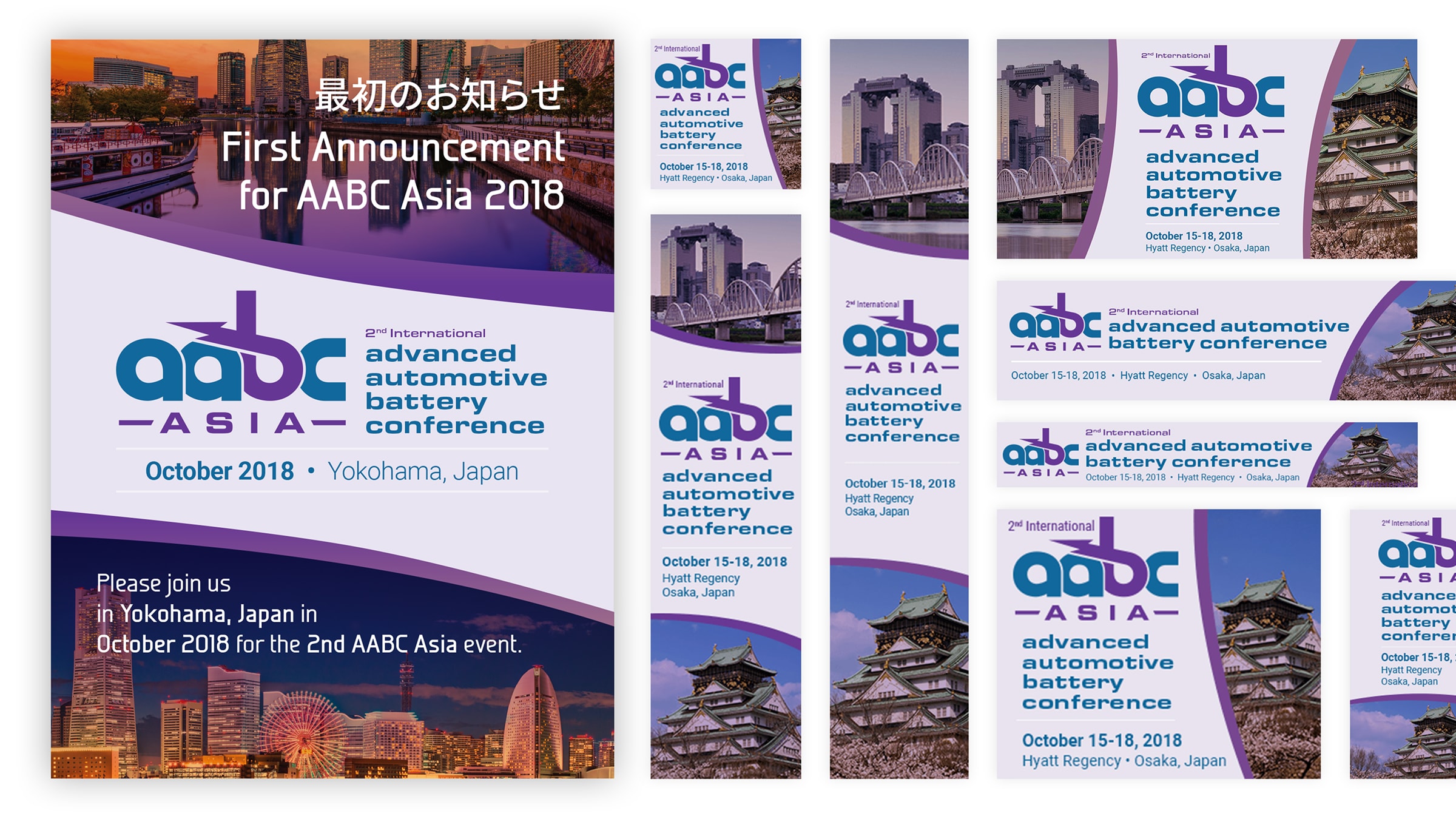 AABC Asia regional branding with multi-language print announcement and web banners