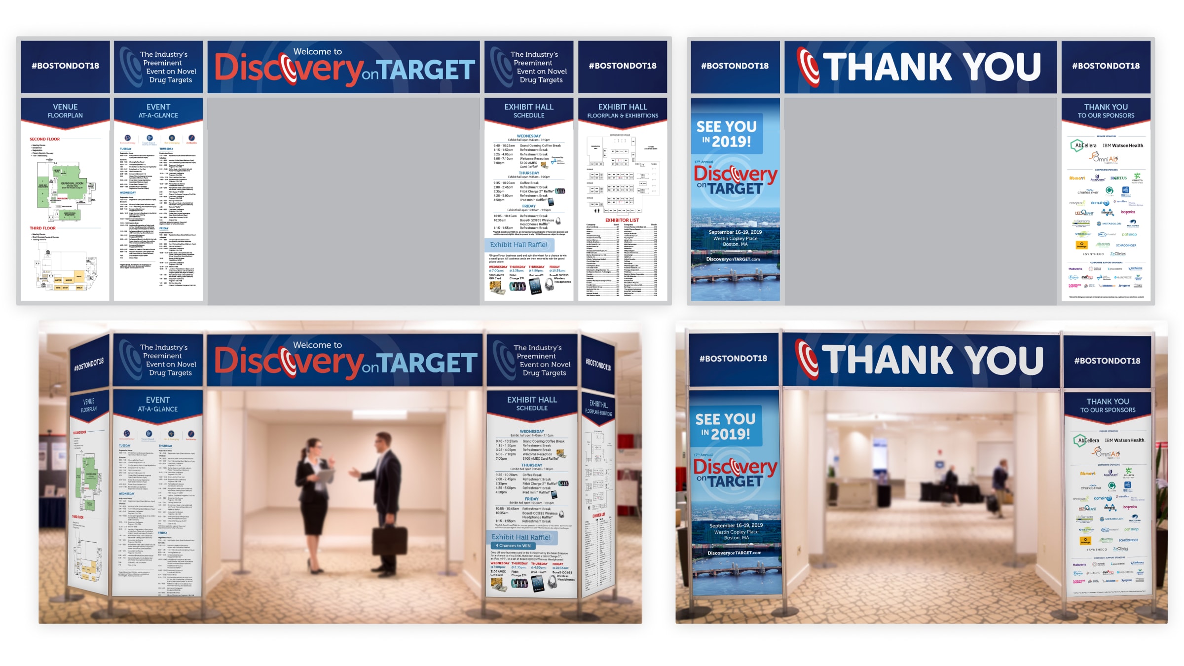 Architectural scaling for the Discovery on Target entrance portal from flat layout to 3D rendering