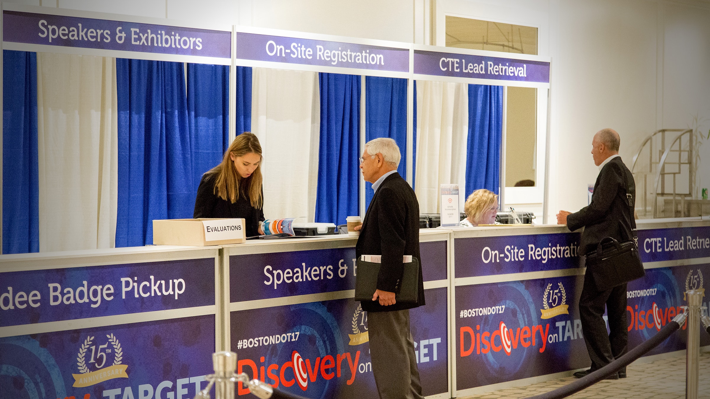Registration and welcome desk at conference venue