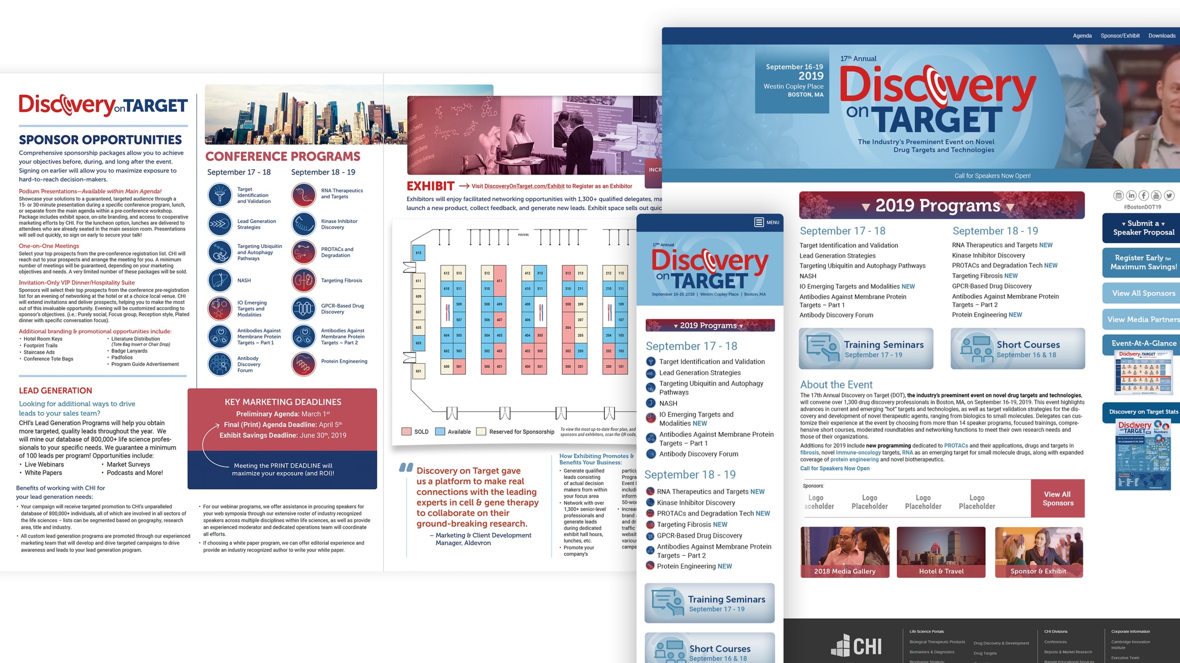 Discovery on Target cross-channel design with responsive website and sponsorship brochure