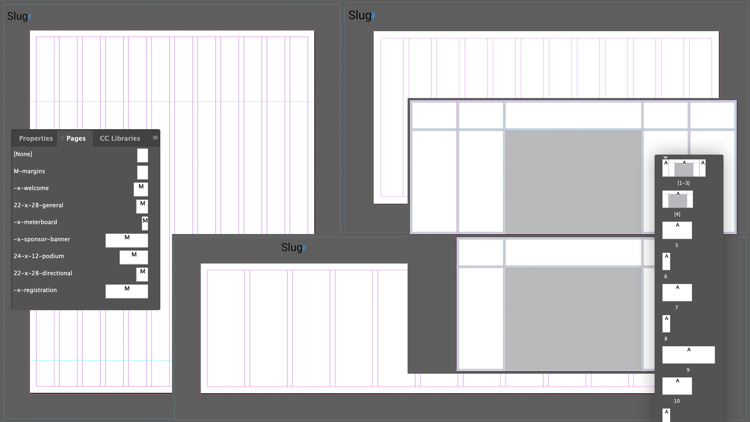 Environmental signage templates with typography slots and 2D elevations