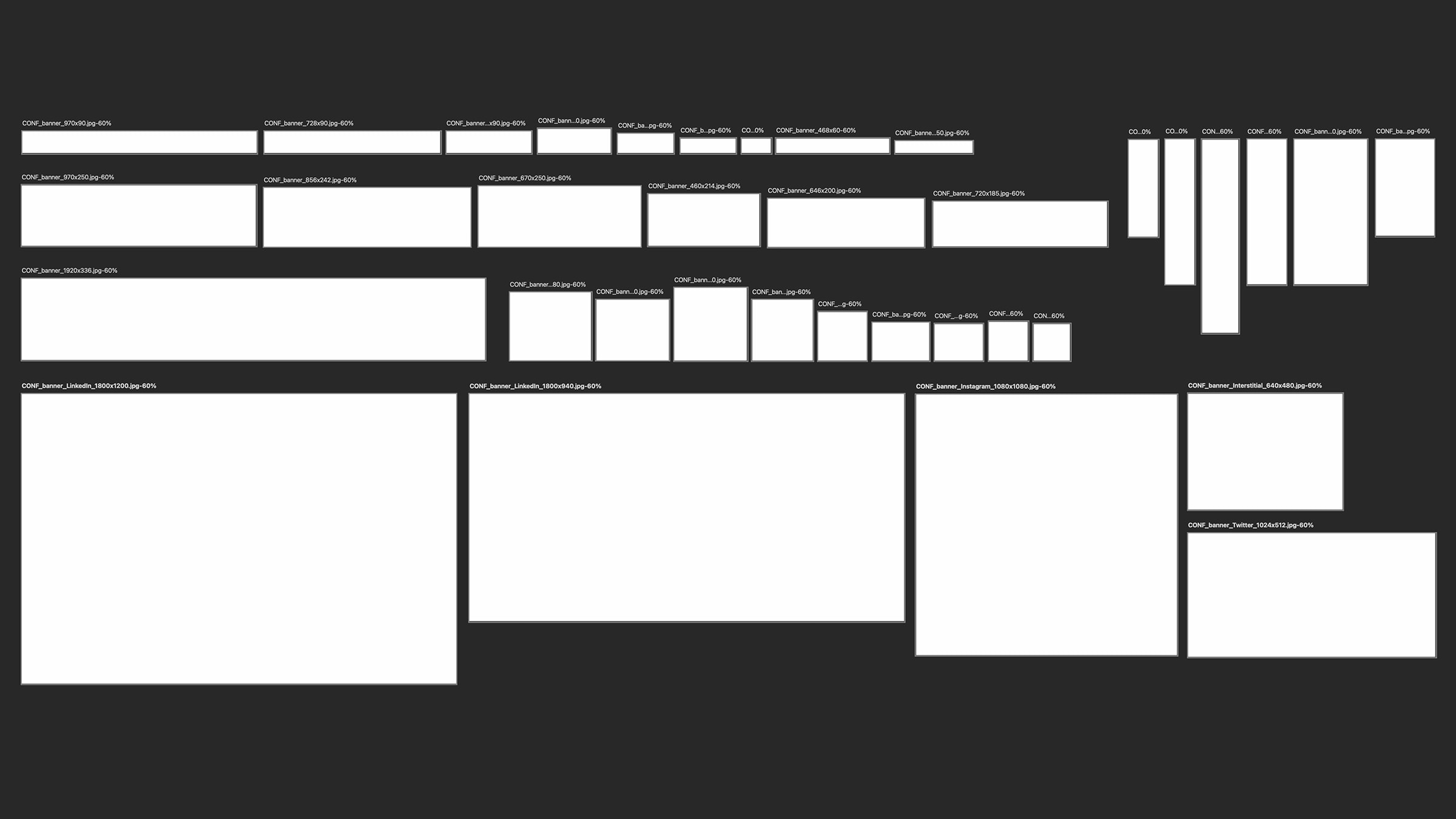 Web banner templates for advertising and social media aspect ratios