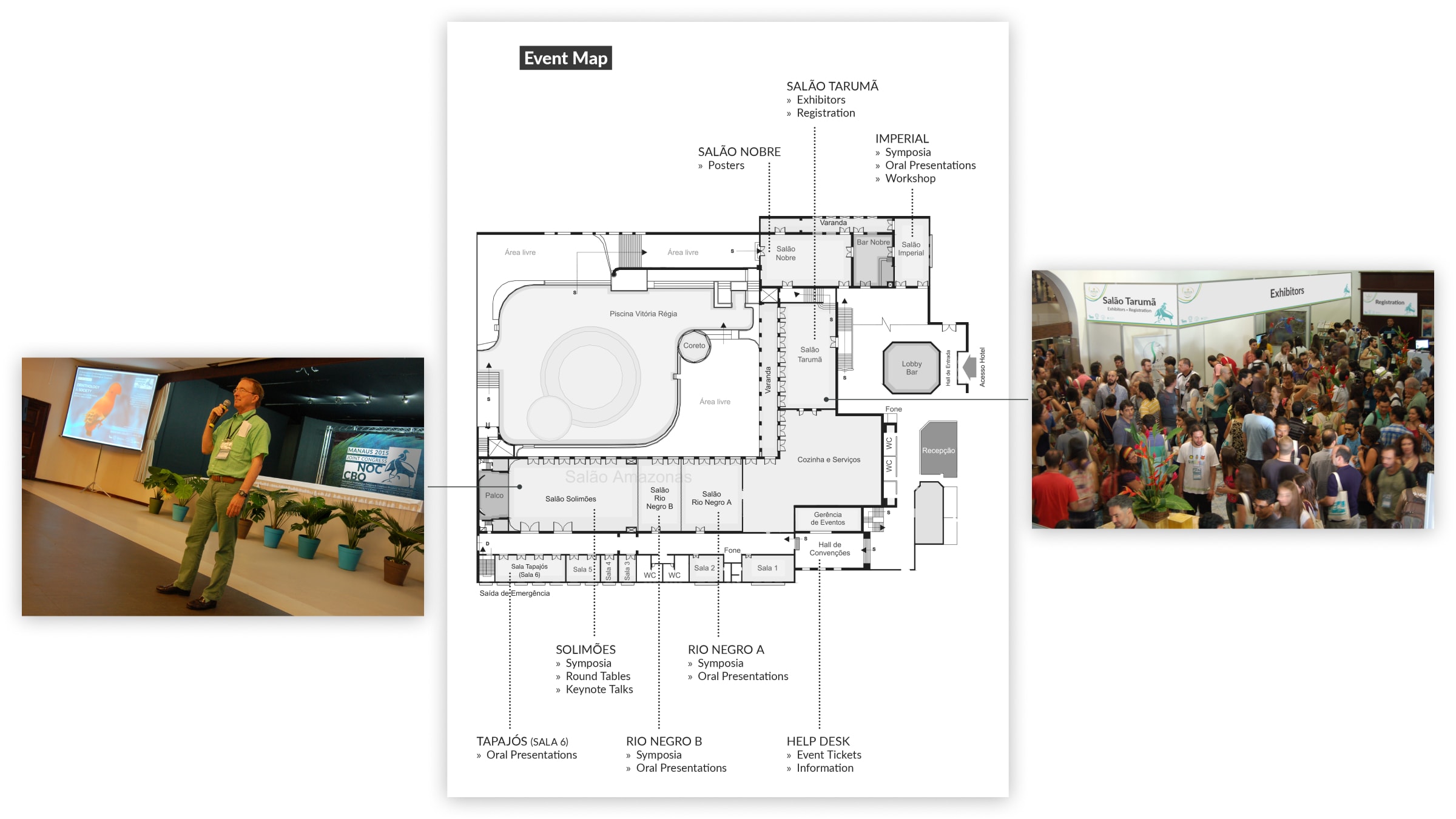 Venue floor plan mapping exhibition area, keynote stage, and other event locations