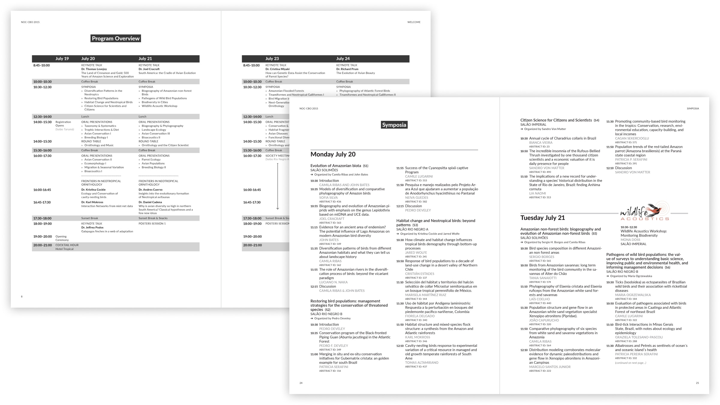 Program overview grid mapping the multi-track event timetable
