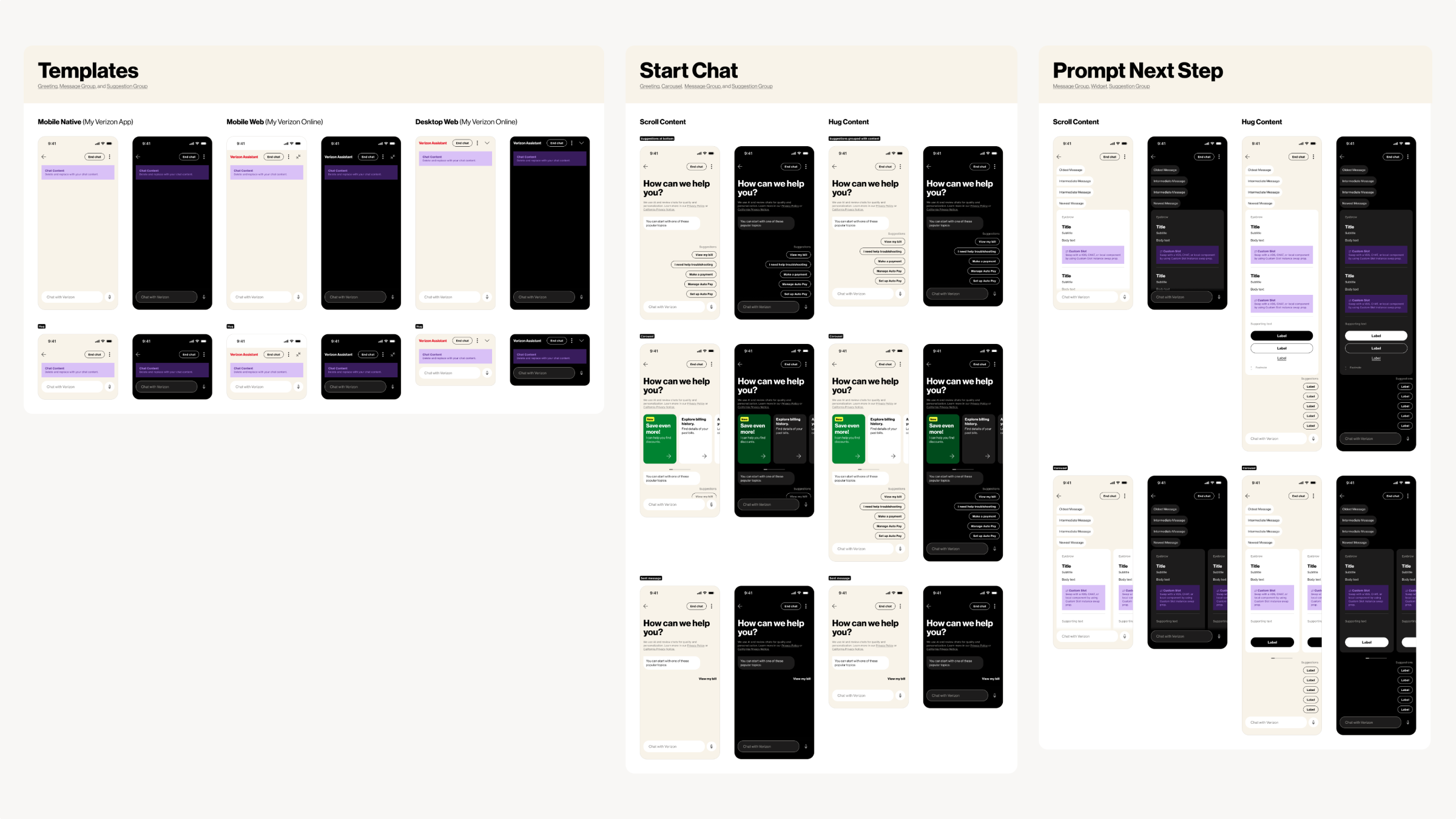 Chat template for creating new conversation flows