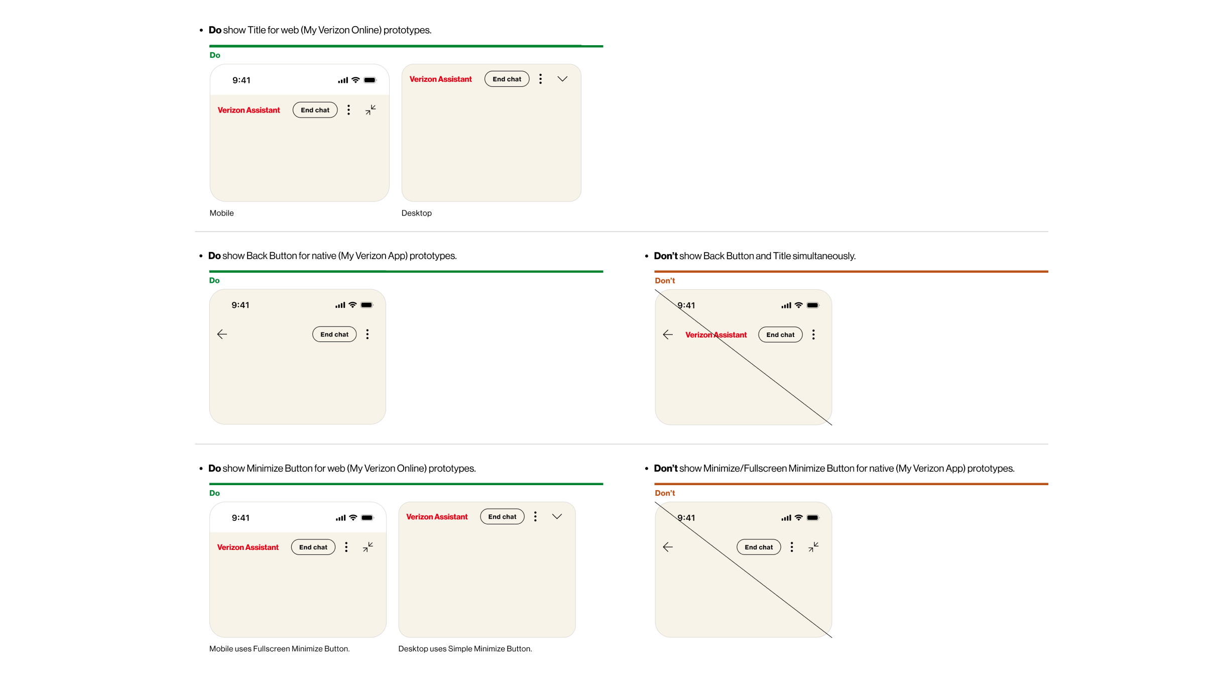 Dos and Don'ts for Top Navigation component